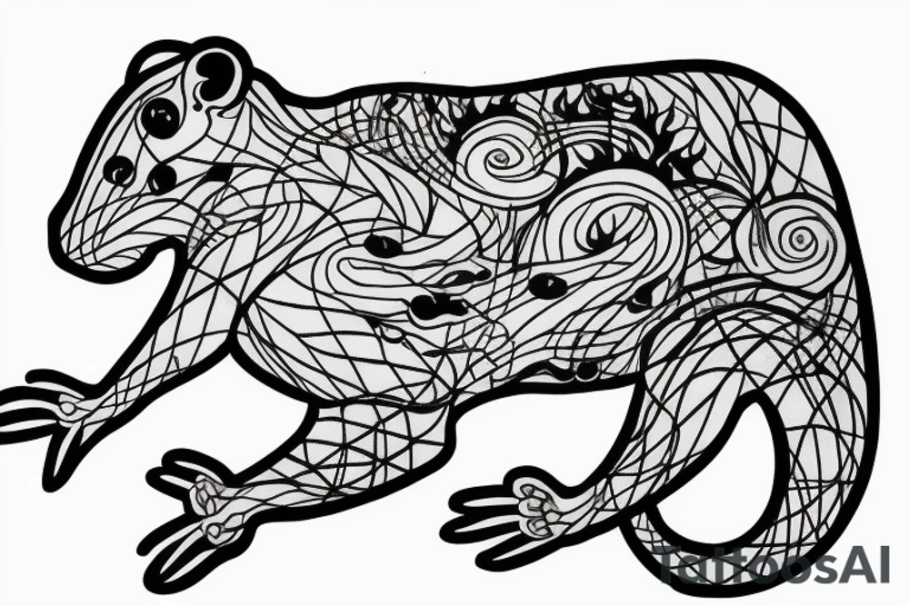Gloomy rat, white background, clean background, clear lines tattoo idea