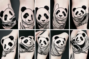 Gloomy panda, white background, clean background, clear lines tattoo idea