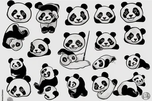 Gloomy panda, white background, clean background, clear lines, correct proportions, sketch on a white flat background, enhanced details tattoo idea