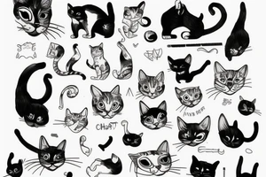 cat, white background, clean background, clear lines, correct proportions, sketch on a white background, enhanced details, linework tattoo idea
