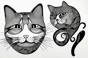 cat, white background, clean background, clear lines, correct proportions, sketch on a white background, enhanced details, linework tattoo idea