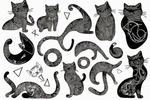 cat, white background, clean background, clear lines, correct proportions, sketch on a white background, enhanced details, linework tattoo idea