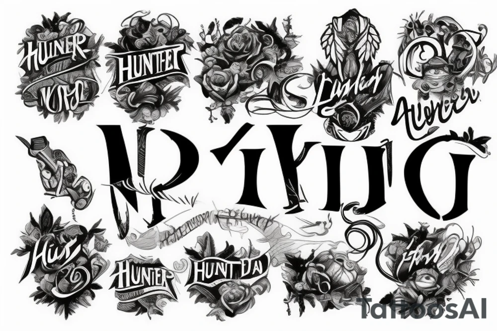 My sons name HUNTER tattoo idea