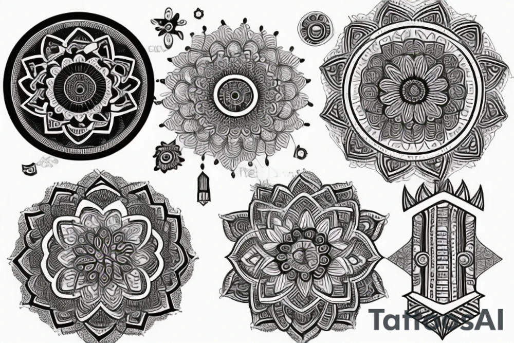 mandala na hlavu pro muže půlměsíc jednoducé tattoo idea