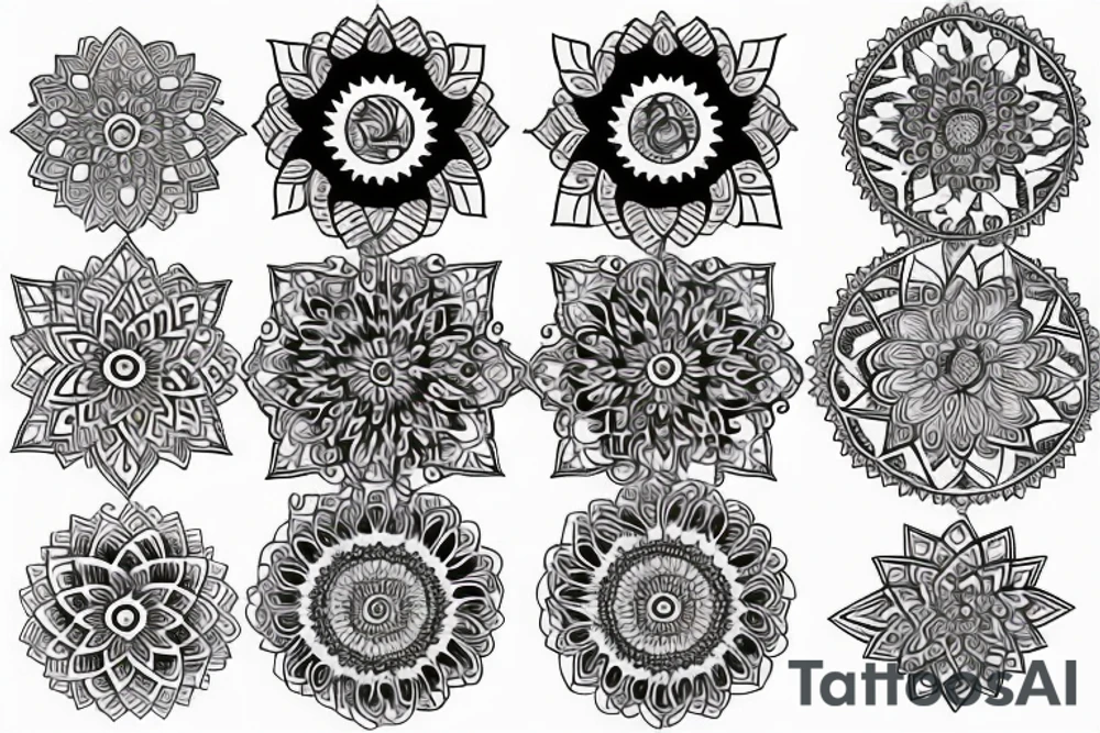 mandala na hlavu pro muže půlměsíc jednoduché tattoo idea