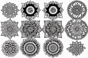 mandala na hlavu pro muže půlměsíc jednoduché tattoo idea