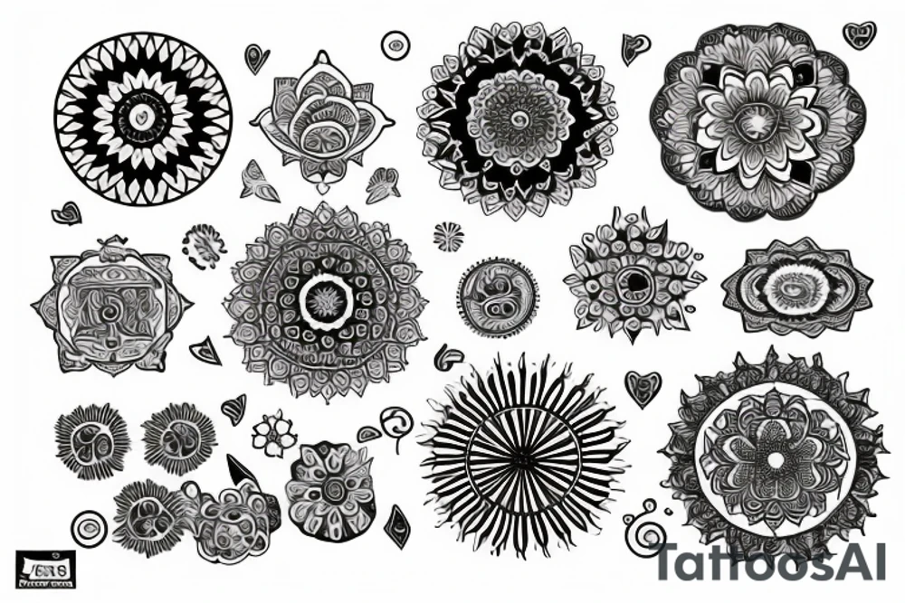 mandala na hlavu pro muže půlměsíc jednoduché tattoo idea