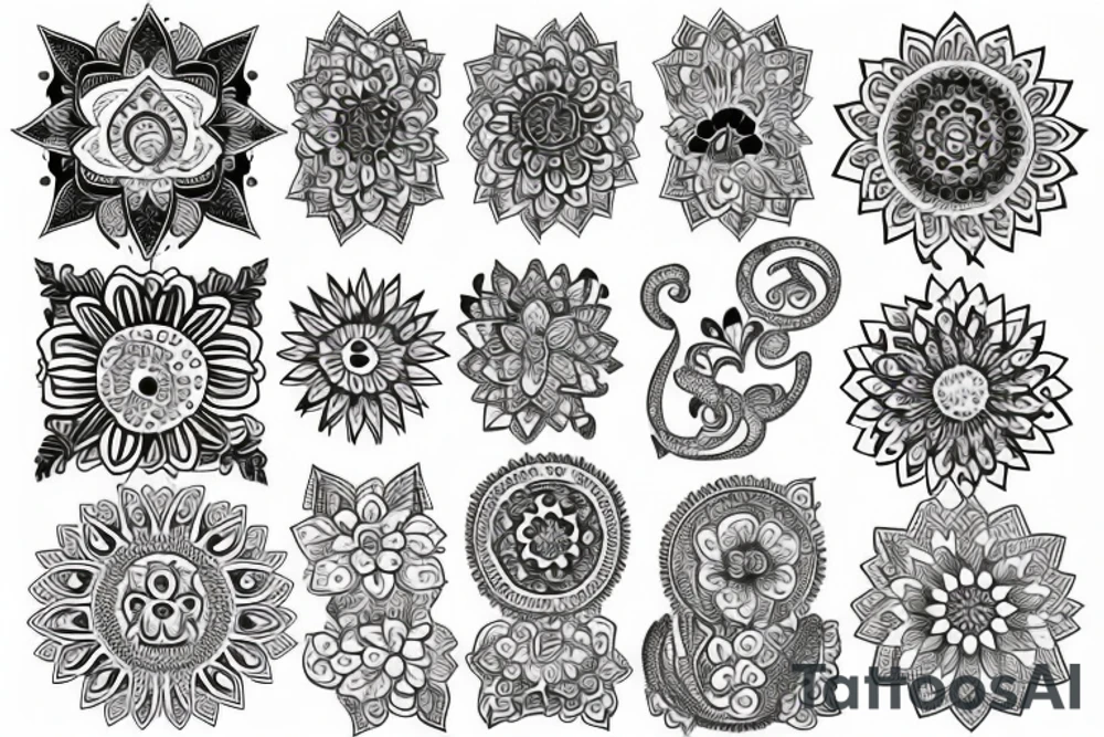 mandala na hlavu pro muže půlměsíc jednoduché zjednoduš vzor tattoo idea