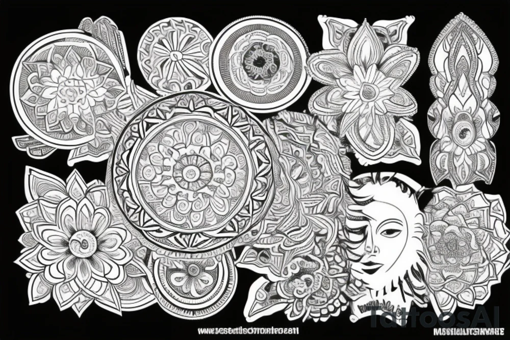 mandala na hlavu pro muže půlměsíc jednoduché zjednoduš vzor tattoo idea