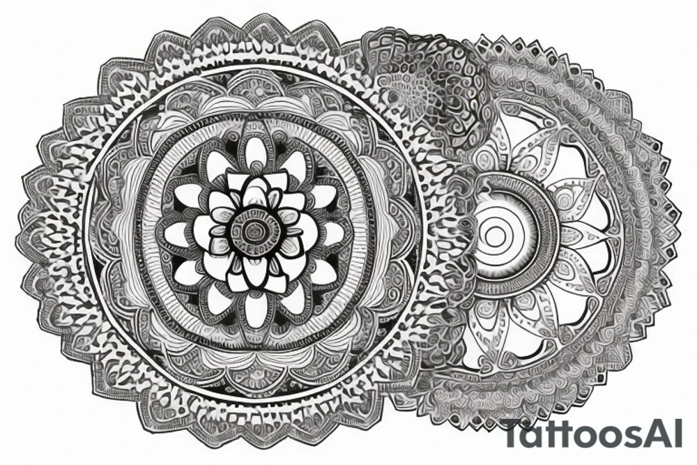 mandala, na hlavu pro muže, tvar oblouk tattoo idea