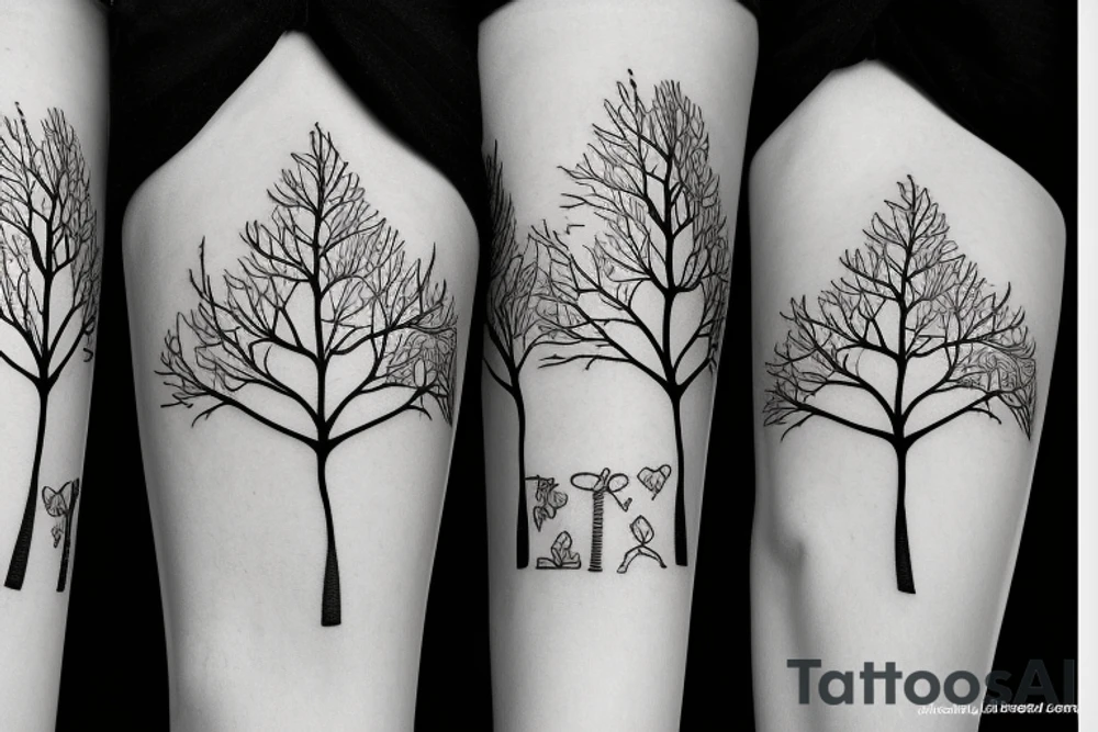 three trees tied with ribbon tattoo idea