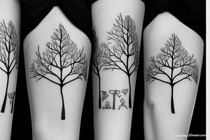 three trees tied with ribbon tattoo idea