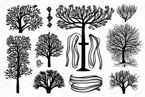 three trees tied with ribbon tattoo idea