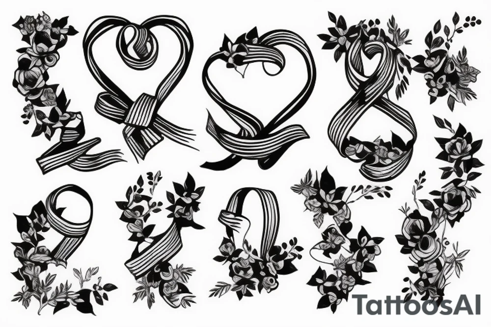 three hands tied with ribbon tattoo idea