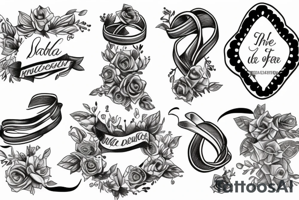three hands tied with ribbon tattoo idea