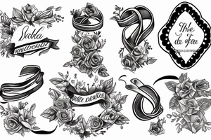 three hands tied with ribbon tattoo idea