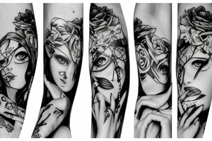 three hands tied with ribbon tattoo idea