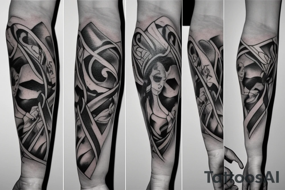 three hands tied with ribbon tattoo idea