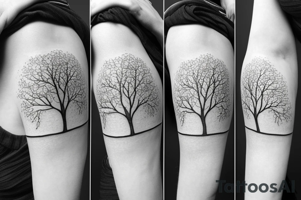 three trees tied with ribbon tattoo idea