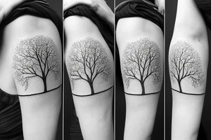 three trees tied with ribbon tattoo idea