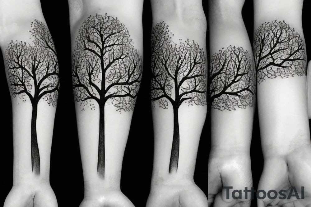three trees tied with ribbon tattoo idea
