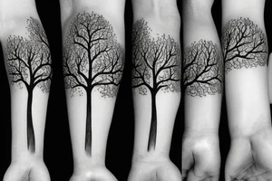 three trees tied with ribbon tattoo idea