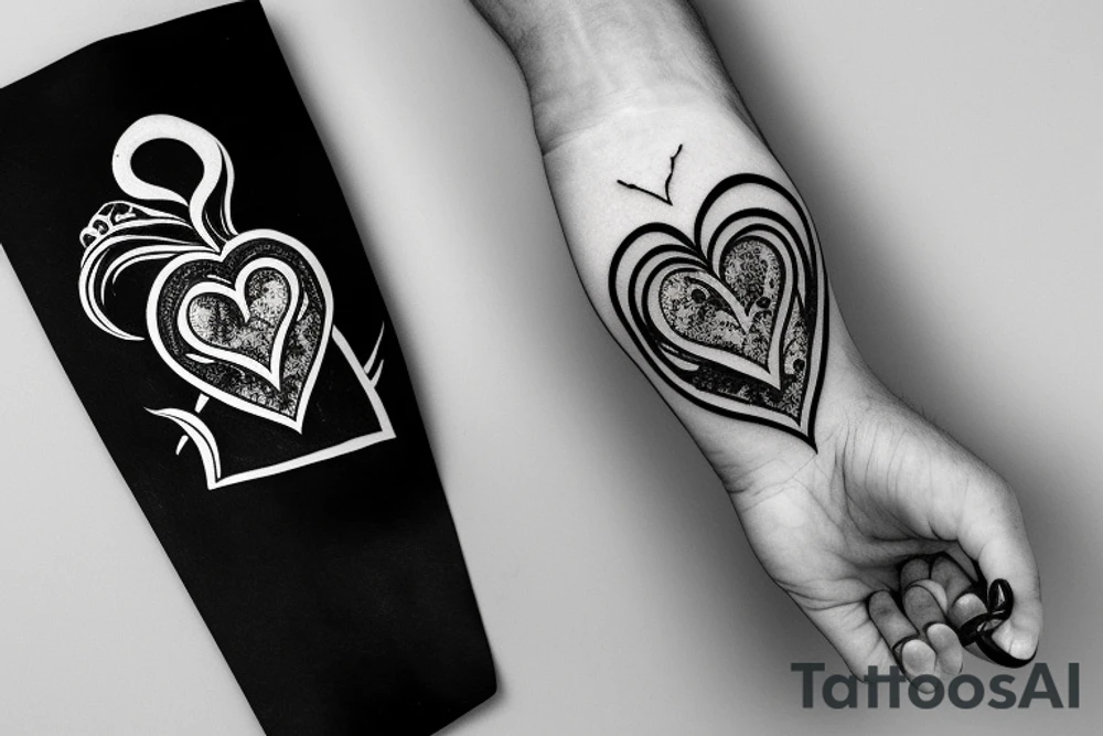 hand holding a bleeding heart-shaped grenade. with the words rage and love in a scroll below tattoo idea