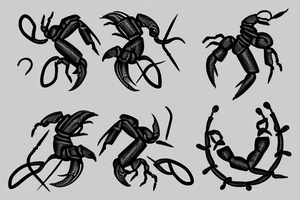 two scorpions mirroring each other forming a heart tattoo idea