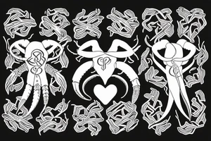 two scorpions mirroring each other forming a heart tattoo idea