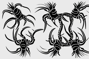 two scorpions mirroring each other forming a heart tattoo idea