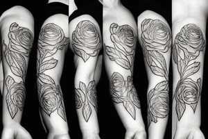 fine line rose with vine leaves tattoo idea