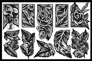 fine line rose with vine leaves tattoo idea