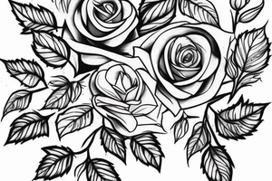 fine line rose with vine leaves for shoulder tattoo idea