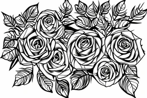 fine line rose with vine leaves for shoulder tattoo idea