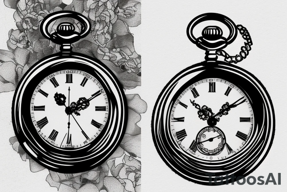 small pocket watch tattoo idea