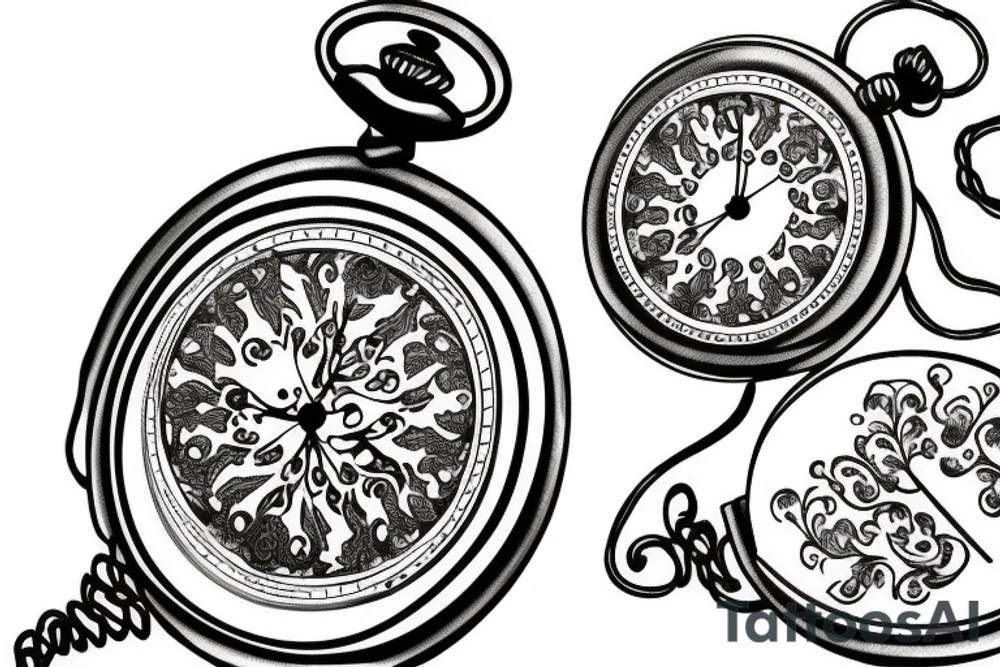 small pocket watch tattoo idea