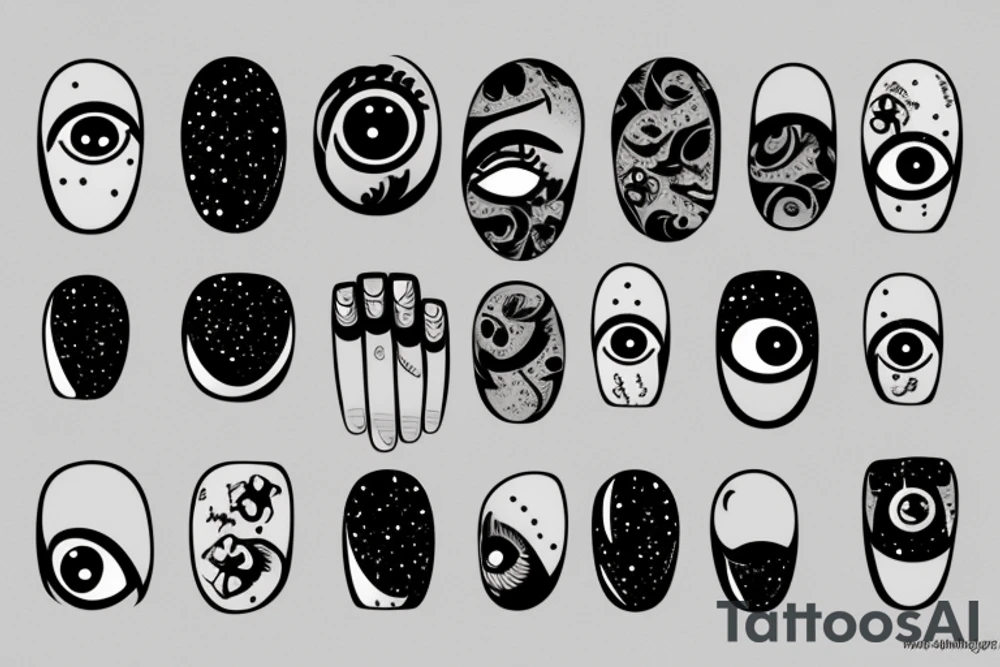 nails with eyes tattoo idea