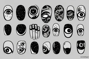 nails with eyes tattoo idea