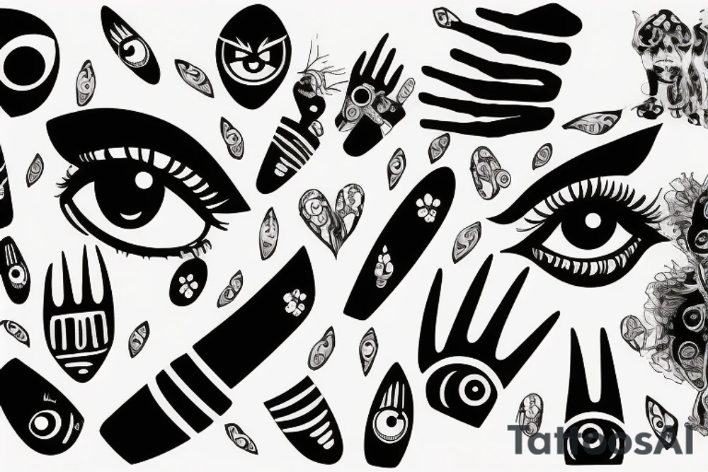 nails with eyes tattoo idea