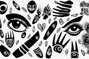 nails with eyes tattoo idea