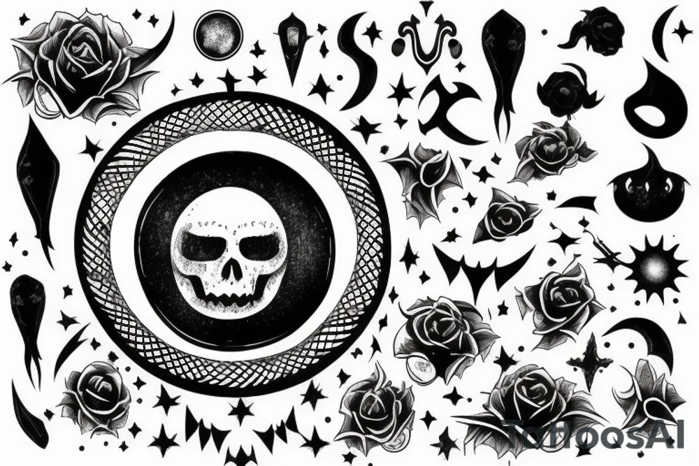 edgy gothic moon with ink around tattoo idea