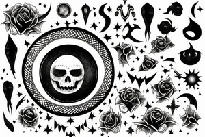 edgy gothic moon with ink around tattoo idea