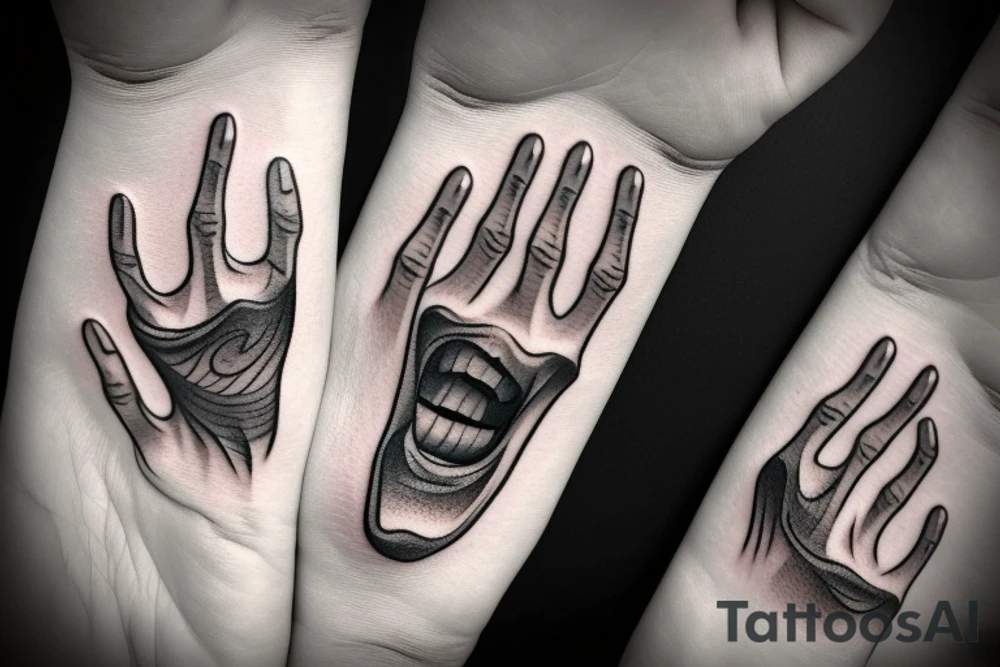 Mouth on a hand tattoo idea
