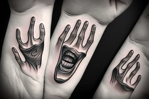 Mouth on a hand tattoo idea