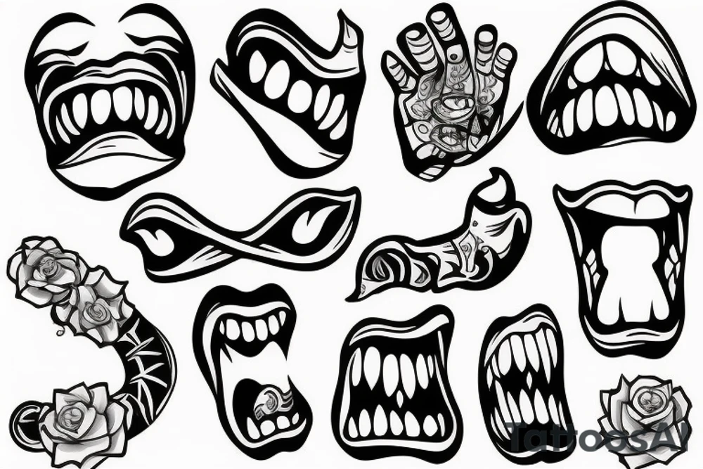 Mouth on a hand tattoo idea