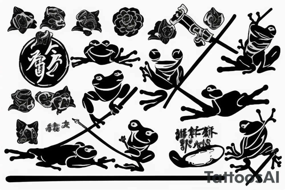 Frog with a samurai sword tattoo idea