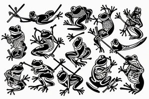 Frog with a samurai sword tattoo idea