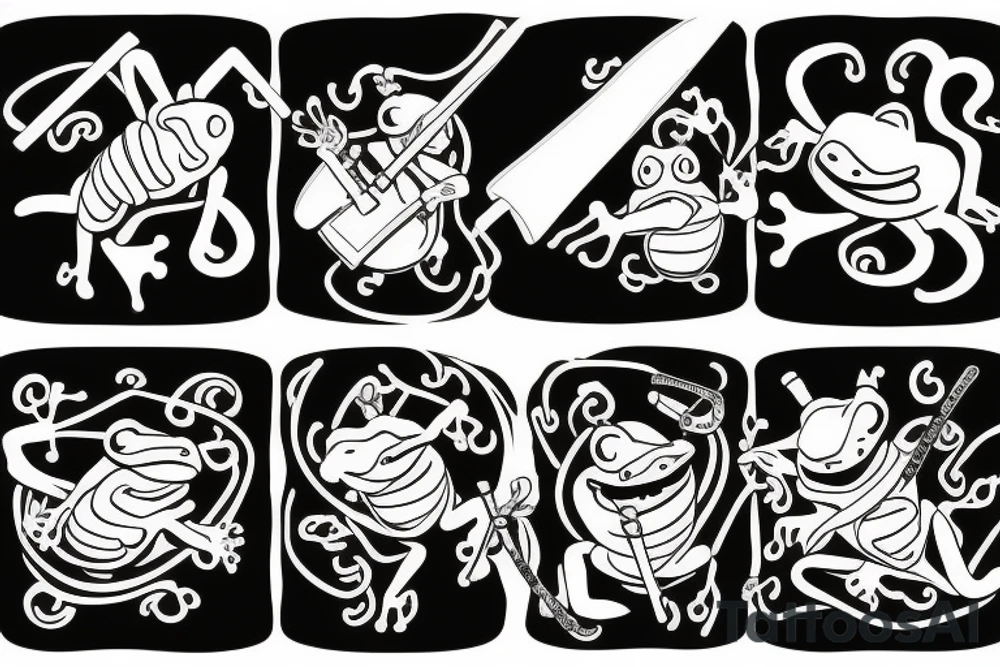Frog with a samurai sword tattoo idea