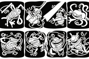 Frog with a samurai sword tattoo idea