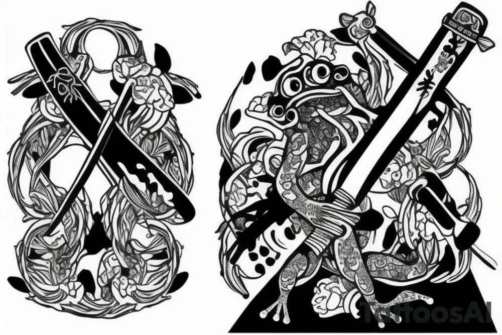 Frog with a samurai sword tattoo idea